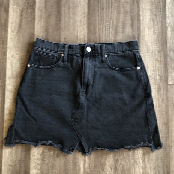 Madewell Rigid Denim A-Line Mini Black Skirt in Lunar Wash 29 - Picture 3 of 8